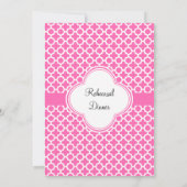 Monogram Hot Pink Quatrefoil repesial Dinner Kaart (Achterkant)