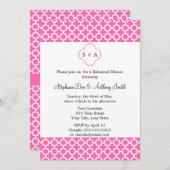 Monogram Hot Pink Quatrefoil repesial Dinner Kaart (Voorkant / Achterkant)