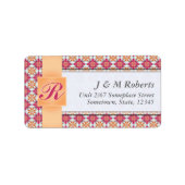 Monogram Hot Pink Satin Silver Address Label (Voorkant)