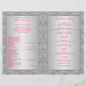 Monogram Hot Pink, Silver Floral Wedding Programme (Achterkant)