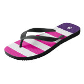 Monogram Hot Pink White Stripes Teenslippers (Schuin)
