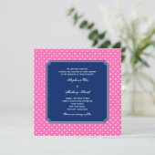 Monogram Hot Pink, Witte Polka Dot met Royal Blue Kaart (Staand voorkant)
