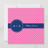 Monogram Hot Pink, Witte Polka Dot met Royal Blue Kaart (Achterkant)