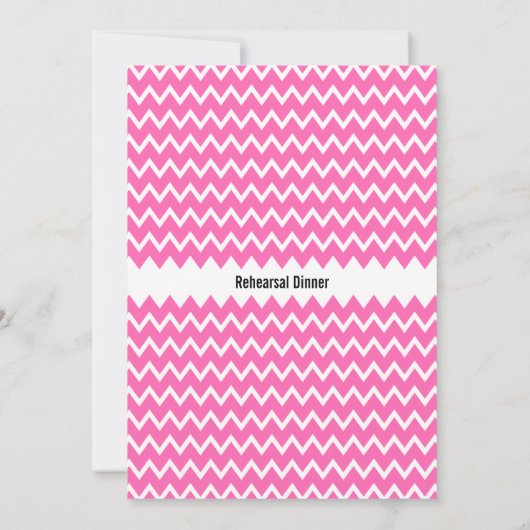 Monogram Hot Pink Zigzag Pattern Rehearsal Dinner Kaart (Achterkant)