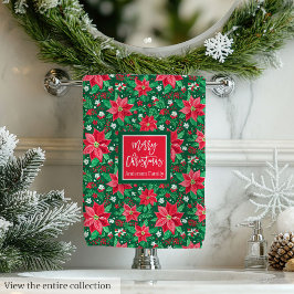 Monogram hot red magenta green preppy Christmas  Bad Handdoek