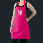 Monogram hot-roze fuchsie aangepast initiaal moder schort<br><div class="desc">Aangepast monogram initiaal hete roze fuchsia and white modern keuken Apron</div>
