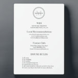 Monogram Hotel Guest Wifi en regelt gastvrijheid Fotoplaat<br><div class="desc">Verhoog de gastenbeleving in uw hotel of horecagelegenheid met onze Monogram Hotel Guest Wifi en Regels Hospitality Plaque. Deze aanpasbare plaquette dient als een snelle referentiegids voor uw gasten en biedt essentiële informatie zoals het internet wifi-netwerk en wachtwoord, lokale aanbevelingen, contactgegevens en huisregels. Ontworpen met een verfijnd monogram aan de...</div>