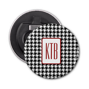 Monogram Houndstooth 2,25-in Button magneet Button Flesopener