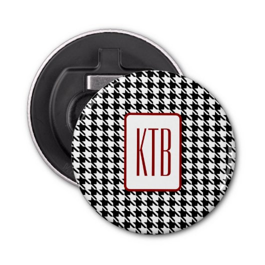 Monogram Houndstooth 2,25-in Button magneet Button Flesopener (Voorkant)