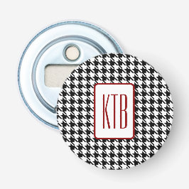 Monogram Houndstooth 2,25-in Button magneet Flesopener