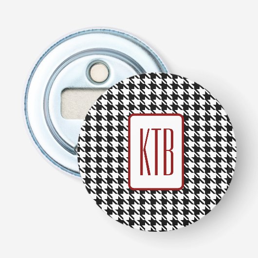 Monogram Houndstooth 2,25-in Button magneet Flesopener (Voorkant)
