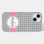 Monogram Houndstooth Patroon grijs en roze Case-Mate iPhone Case (Achterkant (horizontaal))
