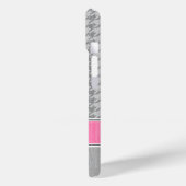 Monogram Houndstooth Patroon grijs en roze Case-Mate iPhone Case (Achterkant / Links)