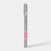Monogram Houndstooth Patroon grijs en roze iPhone 15 Case (Linkerkant)