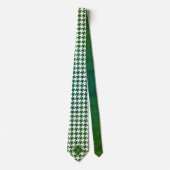 Monogram Houndstooth Patroon Wit & Groen Hout Stropdas (Voorkant)