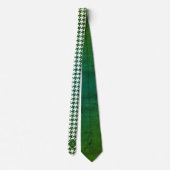 Monogram Houndstooth Patroon Wit & Groen Hout Stropdas (Achterkant)