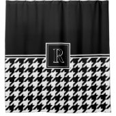 Monogram Houndstooth Patroon Zwart & Wit Douchegordijn (Voorkant)