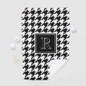 Monogram Houndstooth Patroon Zwart & Wit Golfhanddoek (Insitu)