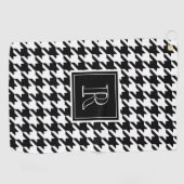 Monogram Houndstooth Patroon Zwart & Wit Golfhanddoek (Horizontaal)