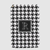 Monogram Houndstooth Patroon Zwart & Wit Golfhanddoek (Voorkant)