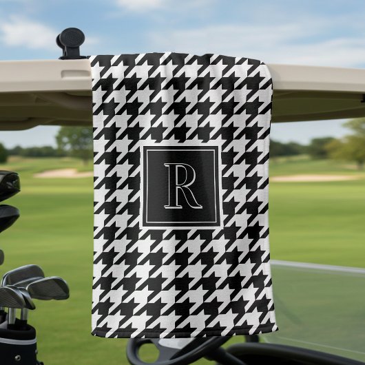 Monogram Houndstooth Patroon Zwart & Wit Golfhanddoek