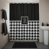 Monogram Houndstooth Pattern Black & White Douchegordijn