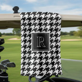 Monogram Houndstooth Pattern Black & White Golfhanddoek