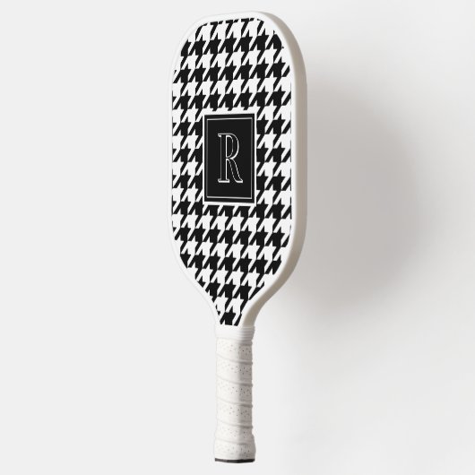 Monogram Houndstooth Pattern Black & White Pickleball Paddle (Links)