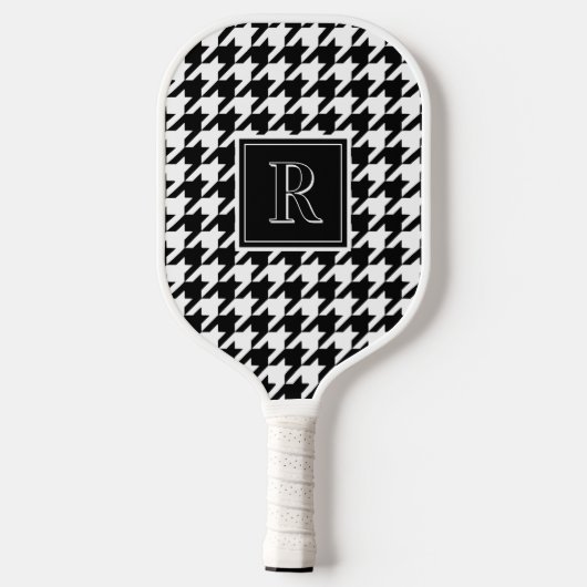 Monogram Houndstooth Pattern Black & White Pickleball Paddle (Achterkant)