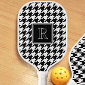 Monogram Houndstooth Pattern Black & White Pickleball Paddle