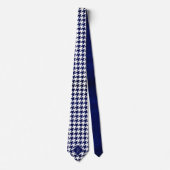 Monogram Houndstooth Pattern White & Blue Wood Stropdas (Voorkant)