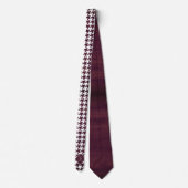 Monogram Houndstooth Pattern White & Burgundy Wood Stropdas (Achterkant)