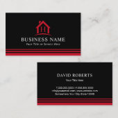 Monogram House Logo Real Estate Realtor Black Red Visitekaartje (Voorkant / Achterkant)