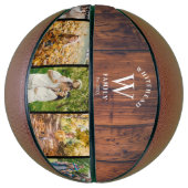 Monogram Hout 5 Foto Collage Basketball Basketbal (Verticaal)