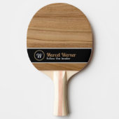 Monogram hout als rustiek tafeltennisbatje (Voorkant)