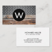 Monogram Hout | Geplateerde metalen diamant Visitekaartje (Voorkant / Achterkant)