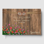 Monogram Hout Harten met Wildflowers - Gastboek Gastenboek (Voorkant)