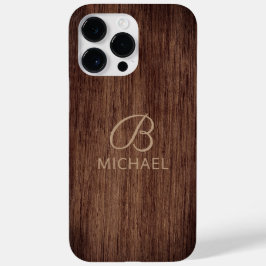 Monogram hout Rustic Timber Persoonlijke naam Case-Mate iPhone 14 Pro Max Hoesje