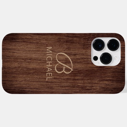 Monogram hout Rustic Timber Persoonlijke naam Case-Mate iPhone Case (Achterkant (horizontaal))
