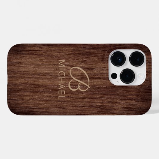 Monogram hout Rustic Timber Persoonlijke naam Case-Mate iPhone Case (Achterkant (horizontaal))