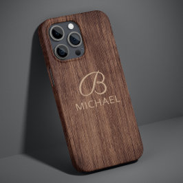 Monogram hout Rustic Timber Persoonlijke naam Case-Mate iPhone 14 Hoesje