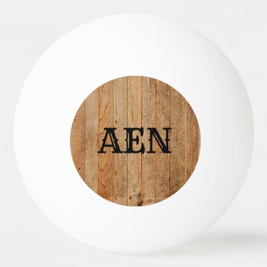 Monogram Hout Rustiek Landelijk Bruin Zwart Pingpongbal (Voorkant)