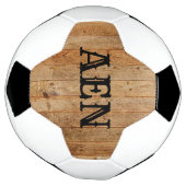 Monogram Hout Rustiek Landelijk Bruin Zwart  Voetbal (Gedraaid)