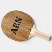 Monogram hout Rustisch Land Bruin Zwart Tafeltennisbatje (Zijkant)
