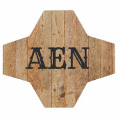 Monogram hout Rustisch Land Bruin Zwart Voetbal (Enkel)