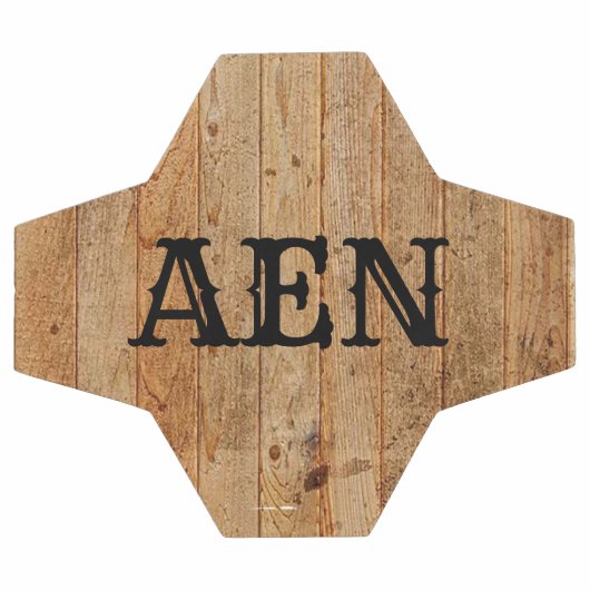 Monogram hout Rustisch Land Bruin Zwart Voetbal (Enkel)