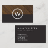 Monogram Hout Twee Tinten Visitekaartje (Voorkant / Achterkant)