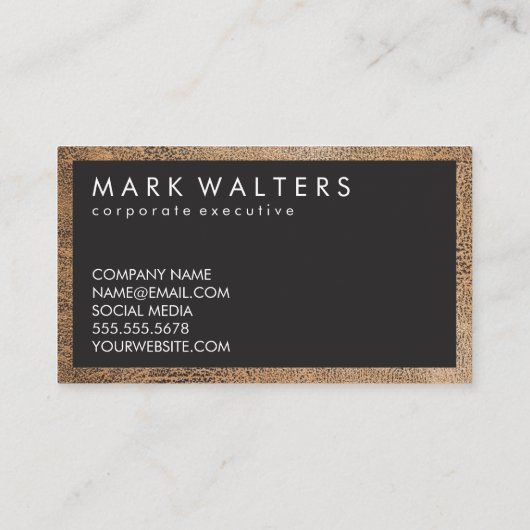 Monogram hout twee ton | Lederbekleding Visitekaartje (Achterkant)