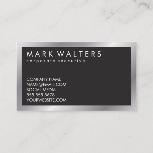 Monogram hout twee ton | Metaalgrens Visitekaartje (Achterkant)