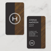 Monogram Hout Twee Tone III Visitekaartje (Voorkant / Achterkant)